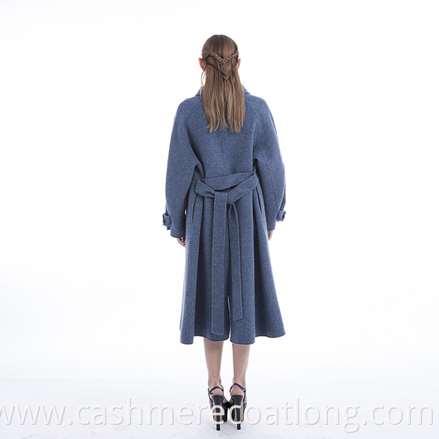 Blue cashmere coat back